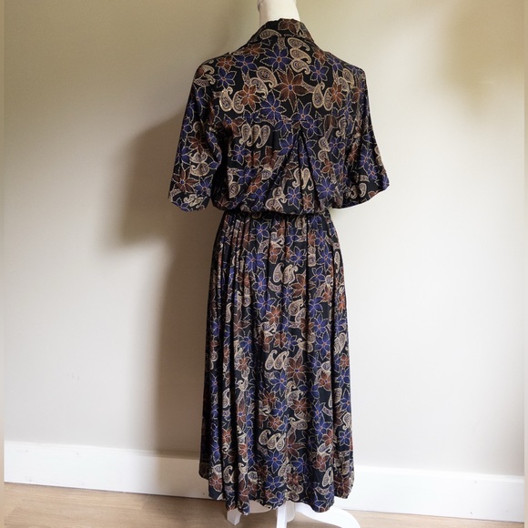 Vintage Early 1990’s Floral Print Handmade Midi Dress‎ 100% Cotton Size M - Picture 4 of 5